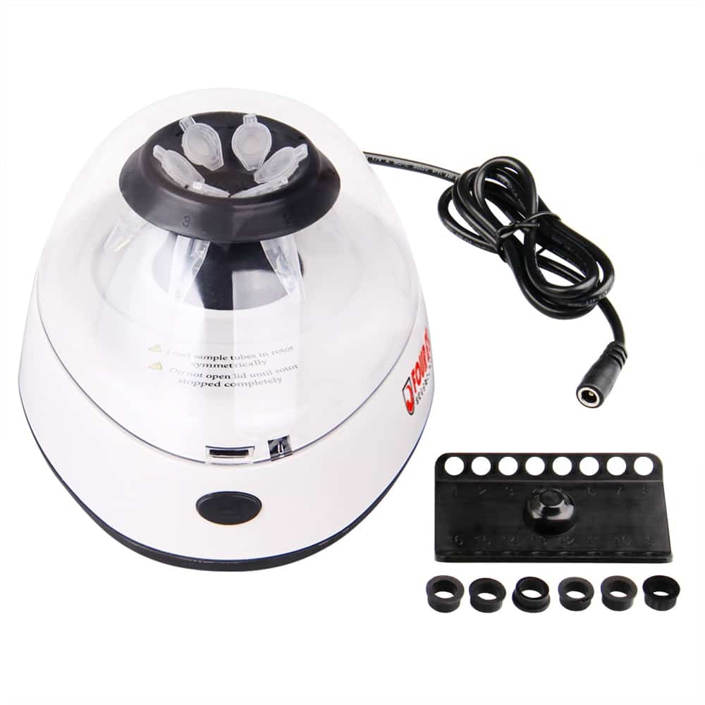 A white and transparent Altruan egg tester with a power cable and various rubber fittings on a white background. The device is used as a PCR Pure Kit - device with full equipment to check the development progress of eggs.